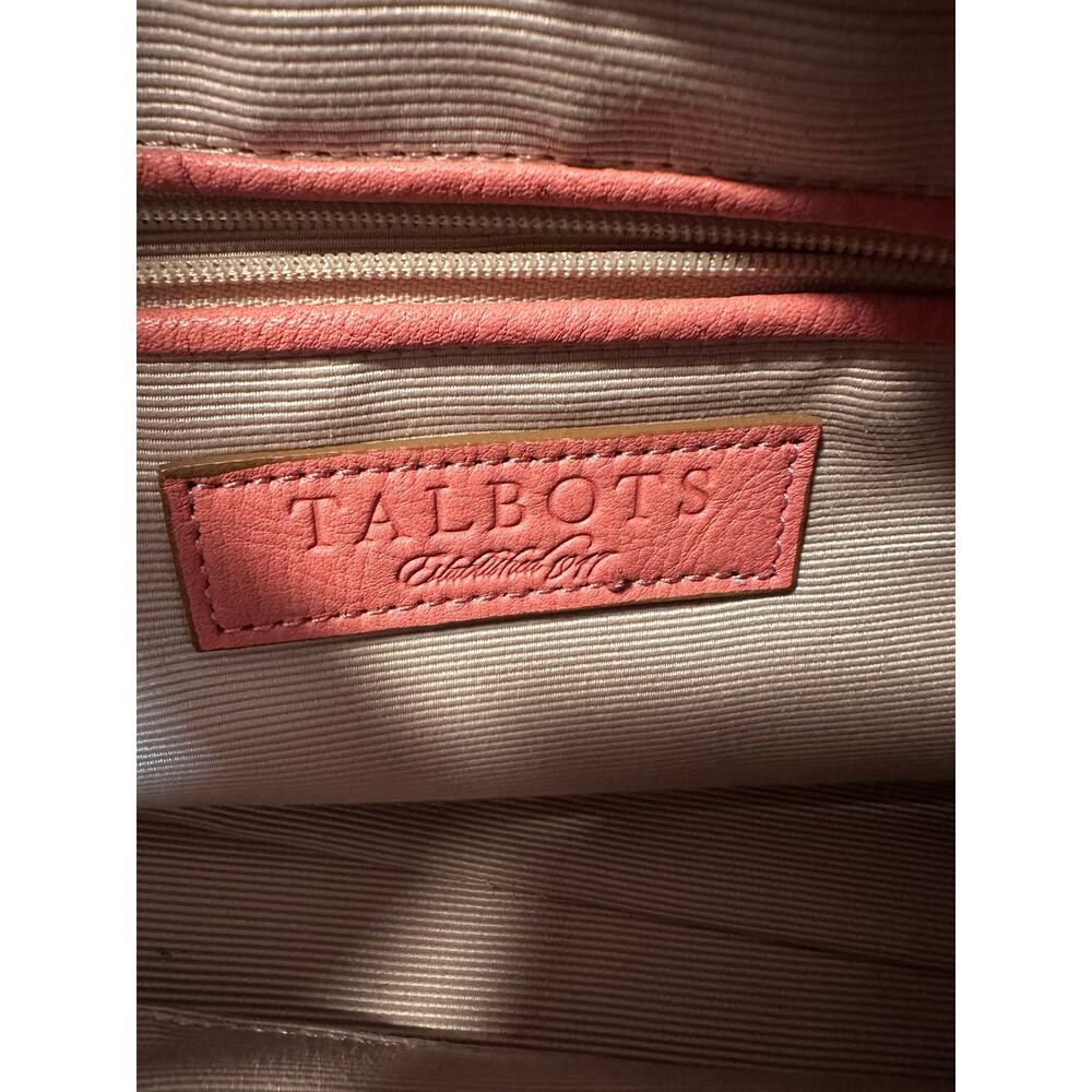 Talbots Genuine Leather Hobo Shoulder Bag Small Coral Pink Boho - Picture 7 of 11